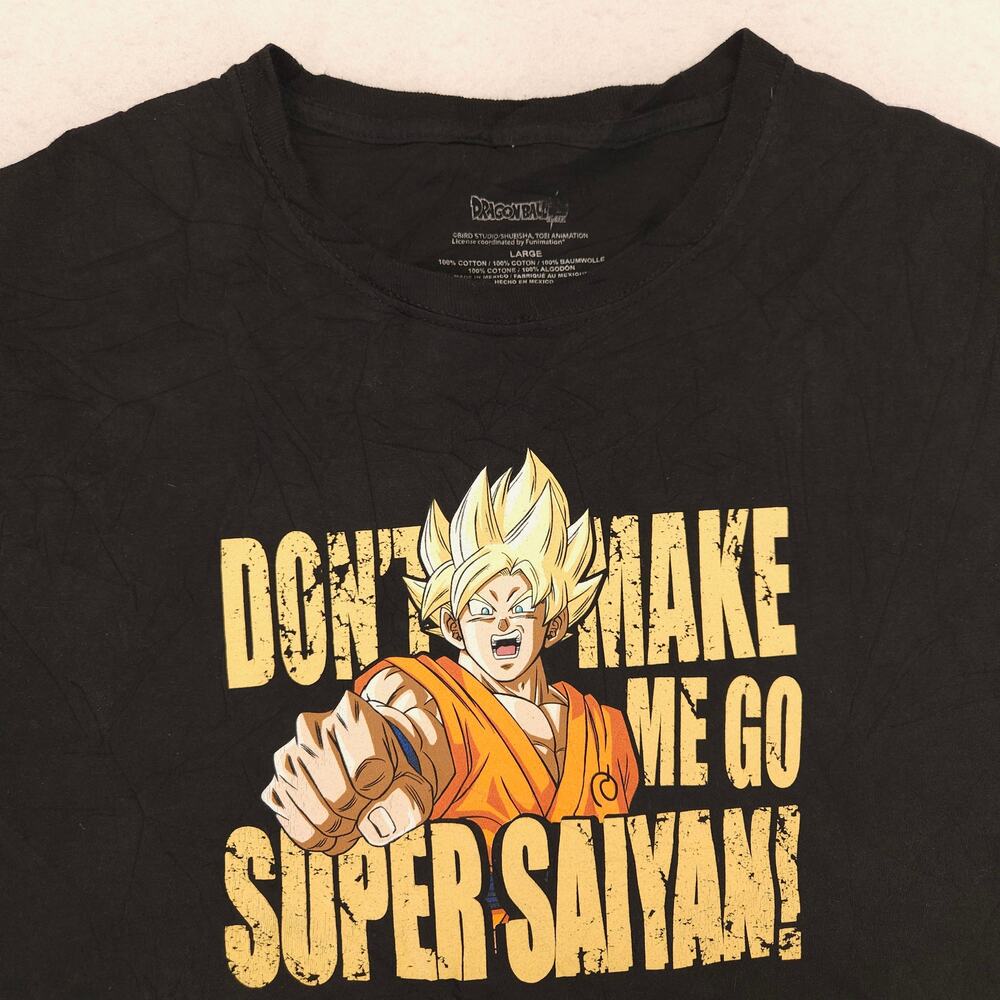 Dragon Ball Z Anime Crew Neck Graphic Casual T Shirt Adult Mens Size L Black